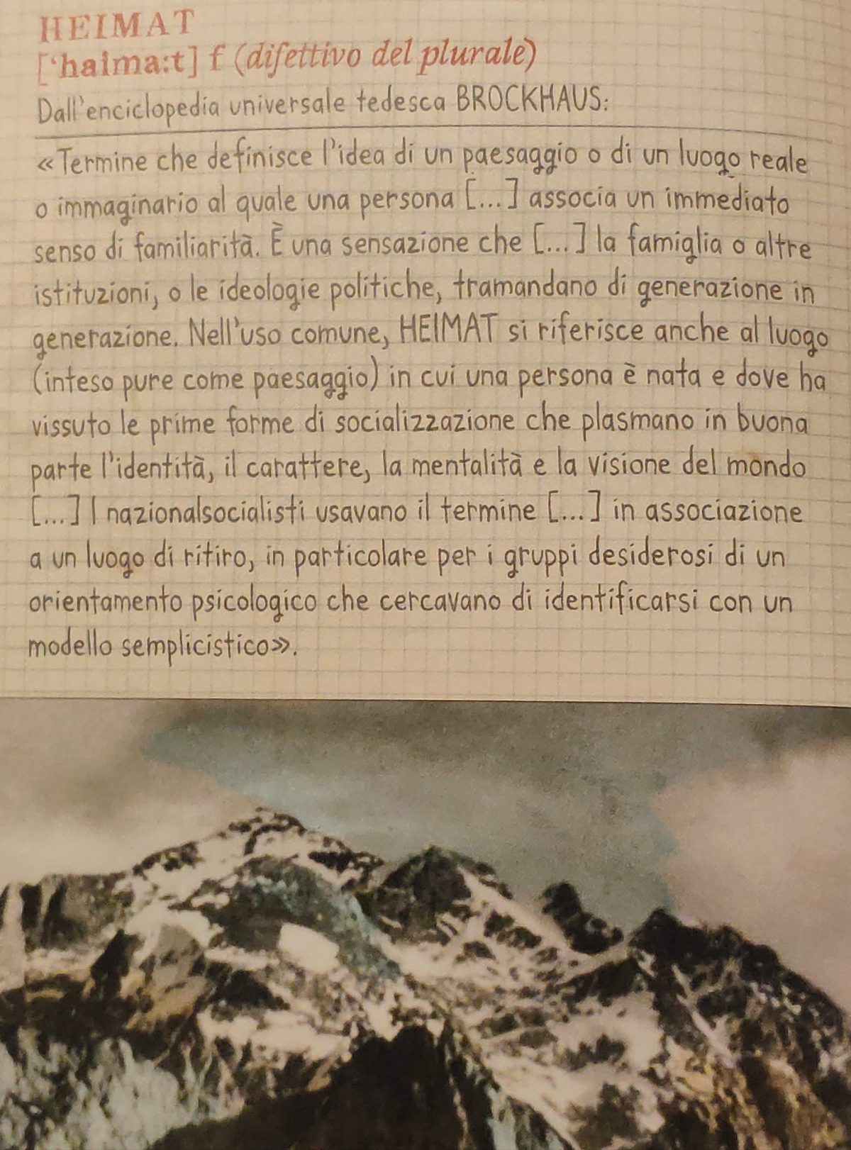 Mio Caro Fumetto - Heimat: un album di famiglia tedesco - Pagina del libro con il significato della parola Heimat.