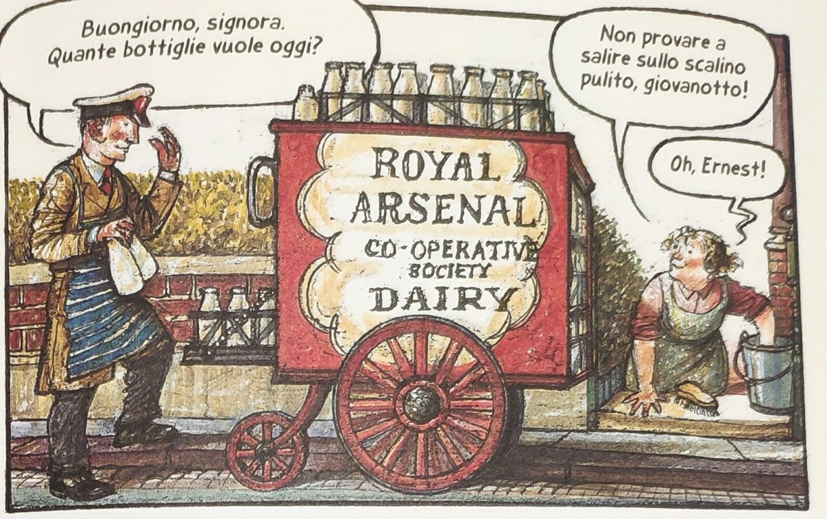 Mio caro fumetto... - Ernest con il suo carretto del latte scherza con Ethel