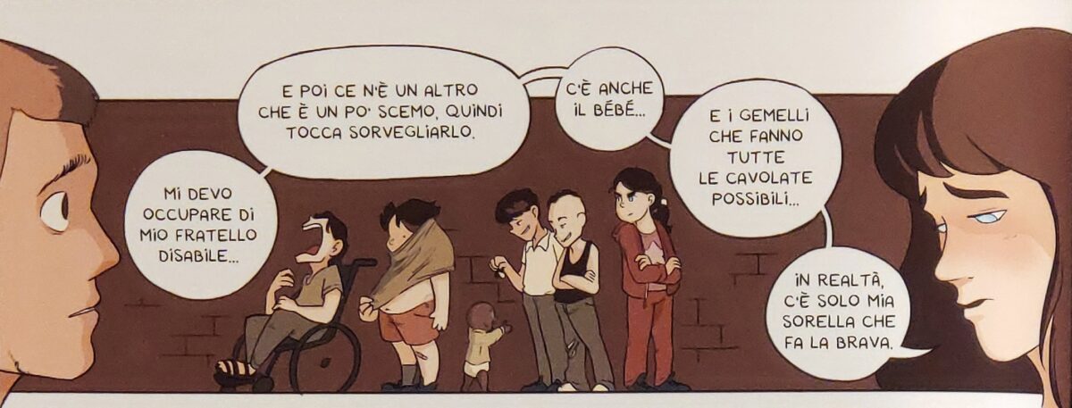 Mio caro fumetto... - Rusine si occupa dei suoi sei fratelli con disabilità fisiche e mentali. I sette fratelli, e la madre, sono importanti nel dipanarsi della storia di Fidati di me