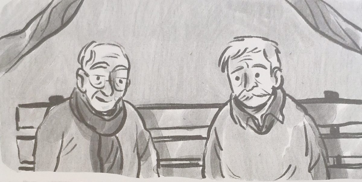 Mio caro fumetto... - I due protagonisti di Talea, Luciano ed Enzo, seduti su una panchina